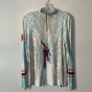 Neve Retro Ski 1/4 Zip Base Layer Top Bamboo Rayon Stretch Large